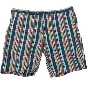 Polo Ralph Lauren Men's 42 Blue Tartan Preppy Plaid‎ Madras Cotton Golf Shorts